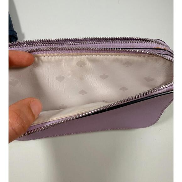 Kate Spade Double Up Small  Saffiano Leather Lilac White Crossbody Bag - Picture 5 of 9